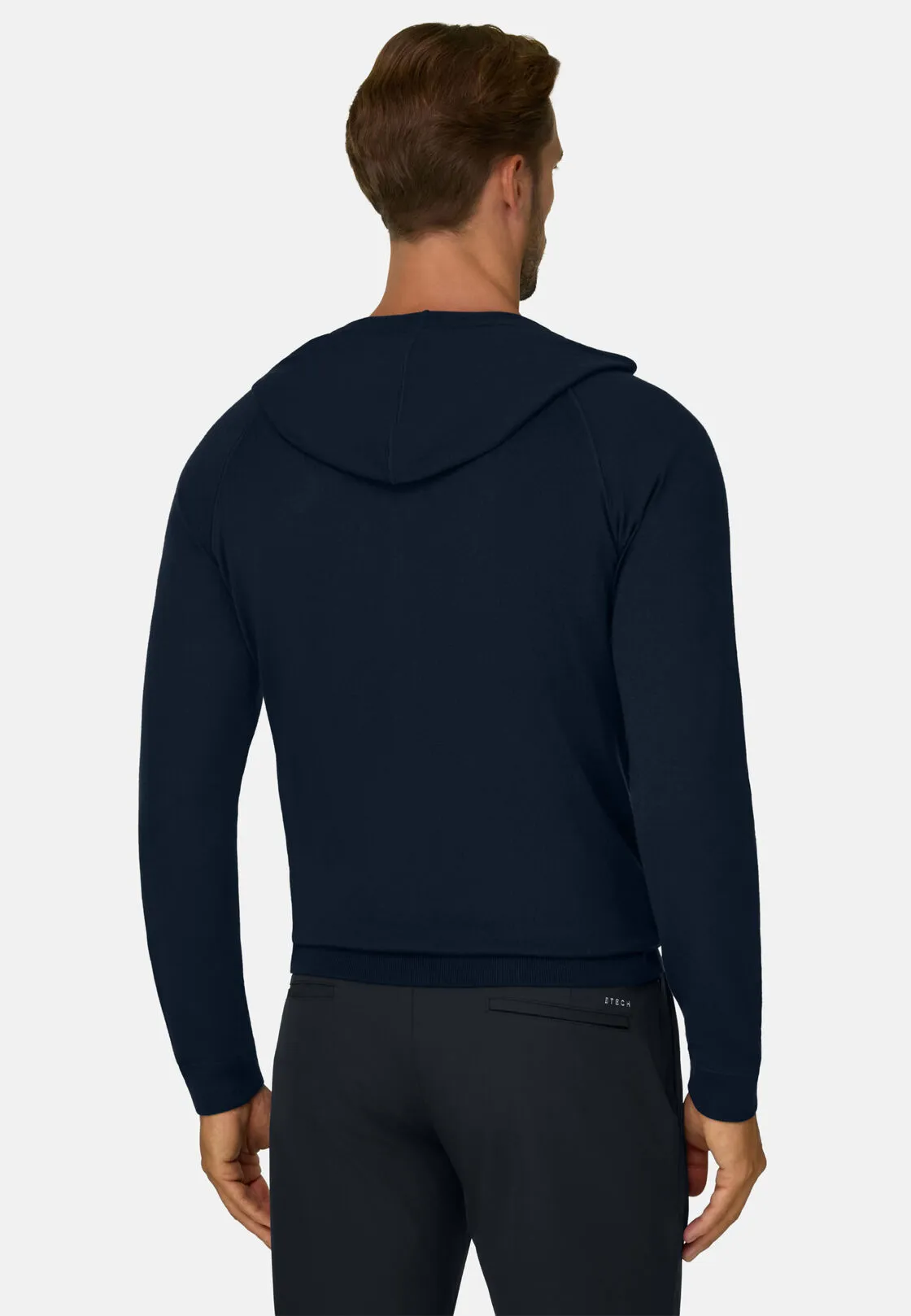 Boggi, Maglia Full Zip Con Cappuccio In Lana Merino, Uomo, Navy, Taglia: XXXL - immagine 4