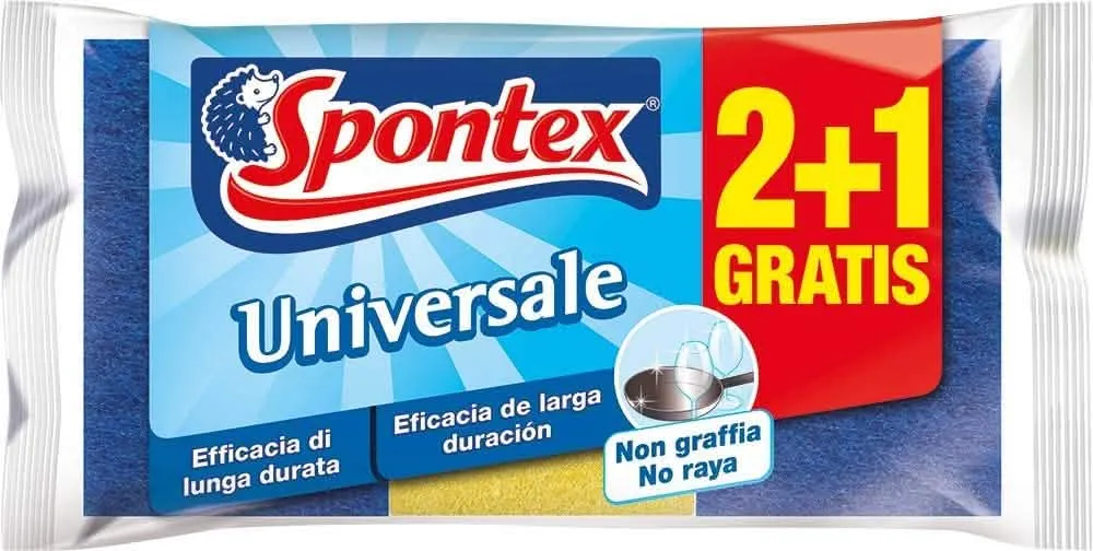 Spontex Spugna + Retina Delicata - Confezione da 3 Pezzi per la Pulizia Efficace - immagine 1