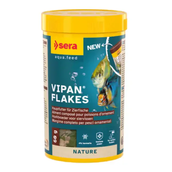 Sera Vipan Mangime completo in scaglie per tutti i pesci 60 gr (100 ml) - immagine 1