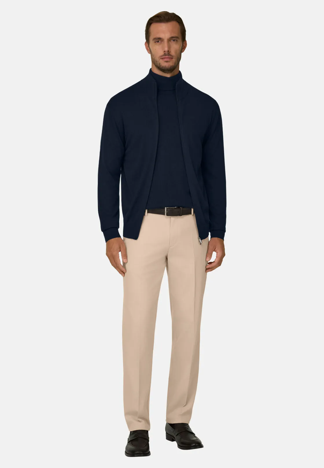 Boggi, Maglia Full Zip In Lana Merino, Uomo, Navy, Taglia: XS - immagine 2