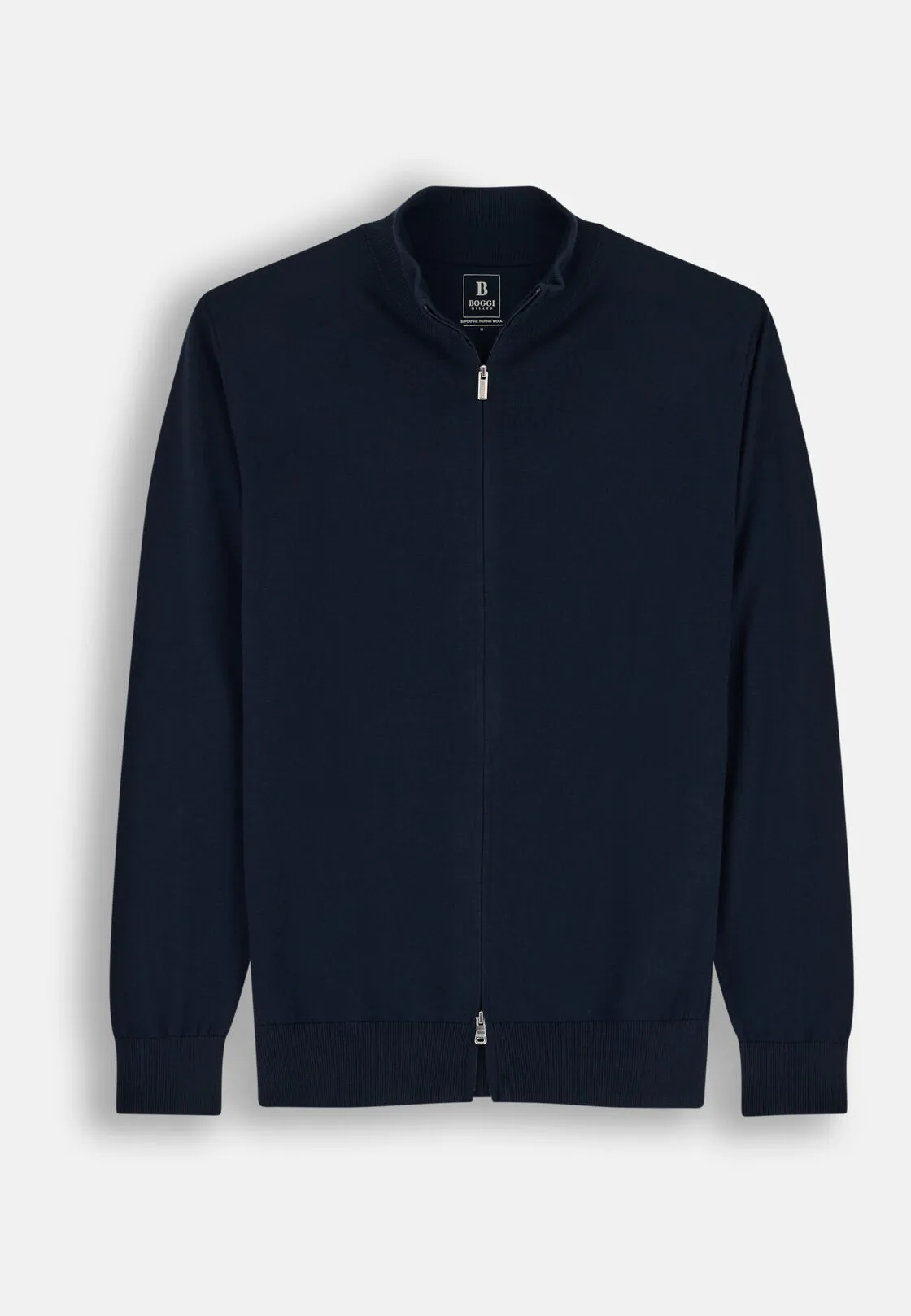 Boggi, Maglia Full Zip In Lana Merino, Uomo, Navy, Taglia: XS - immagine 5