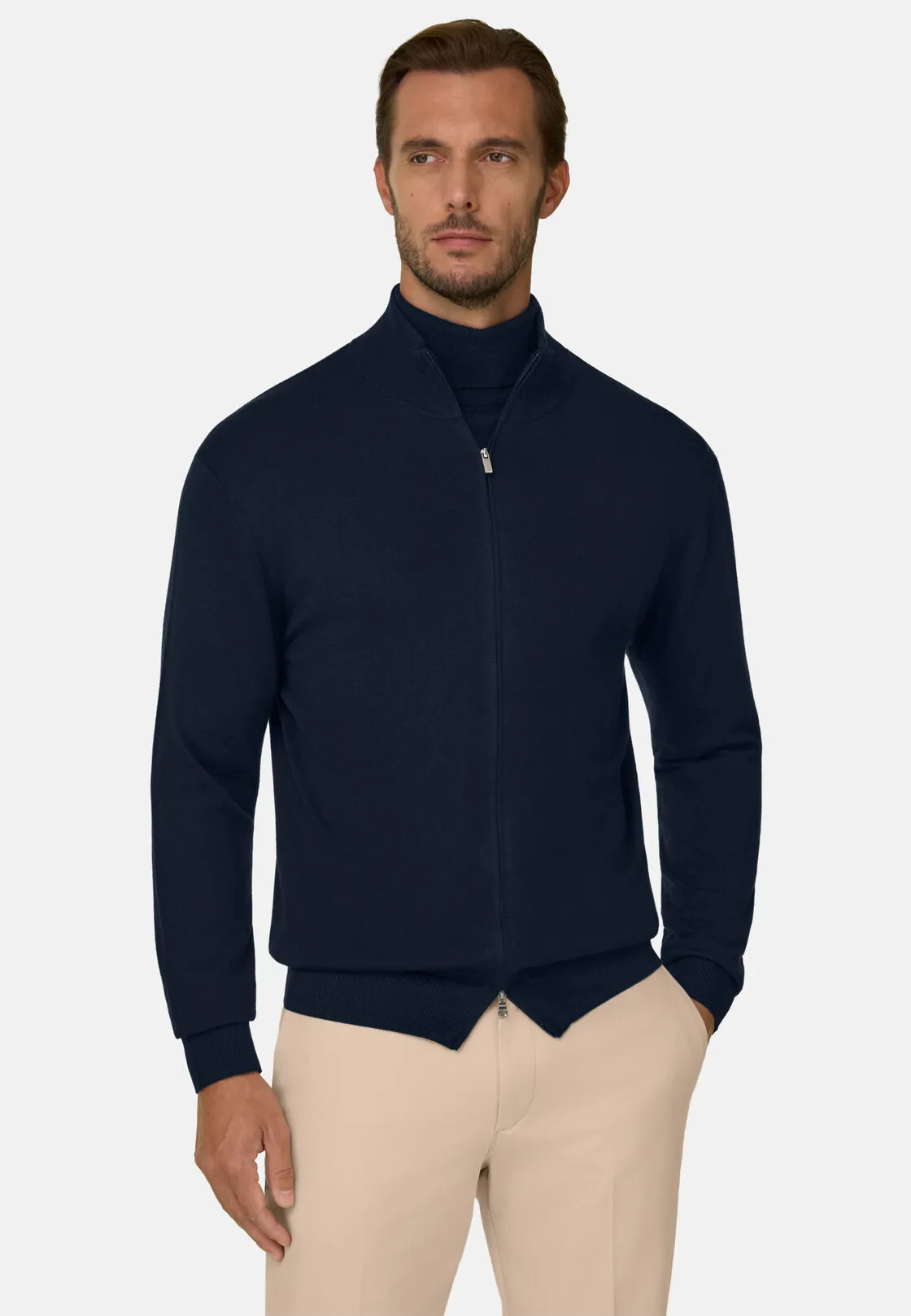 Boggi, Maglia Full Zip In Lana Merino, Uomo, Navy, Taglia: XXXL - immagine 1