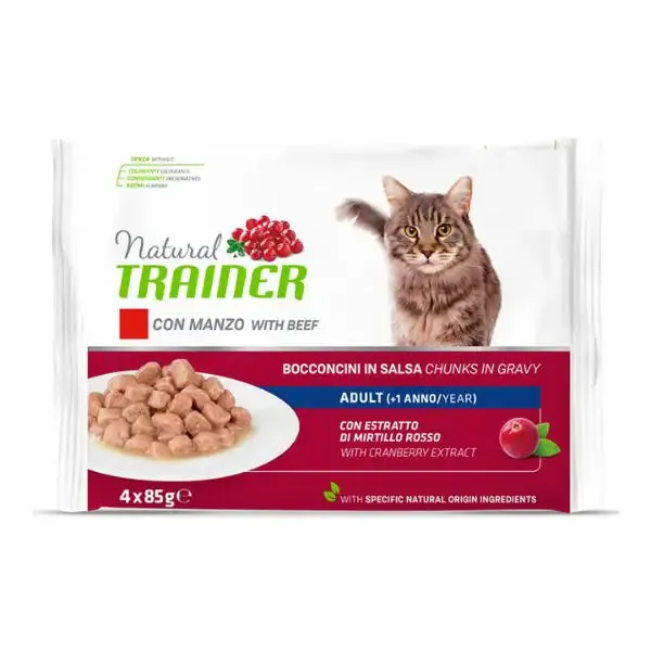 Natural Trainer Flowpack Adult (4x85 gr) Manzo - Cibo umido per gatti - immagine 1