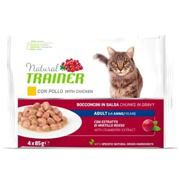 Natural Trainer Flowpack Adult (4x85 gr) Pollo - Cibo umido per gatti - immagine 1