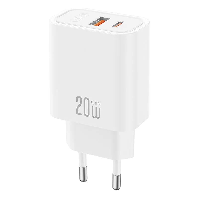 Caricatore da rete XO Design CE40, 20W, 3A, 1 x USB-A - 1 x USB-C, Bianco - immagine 1