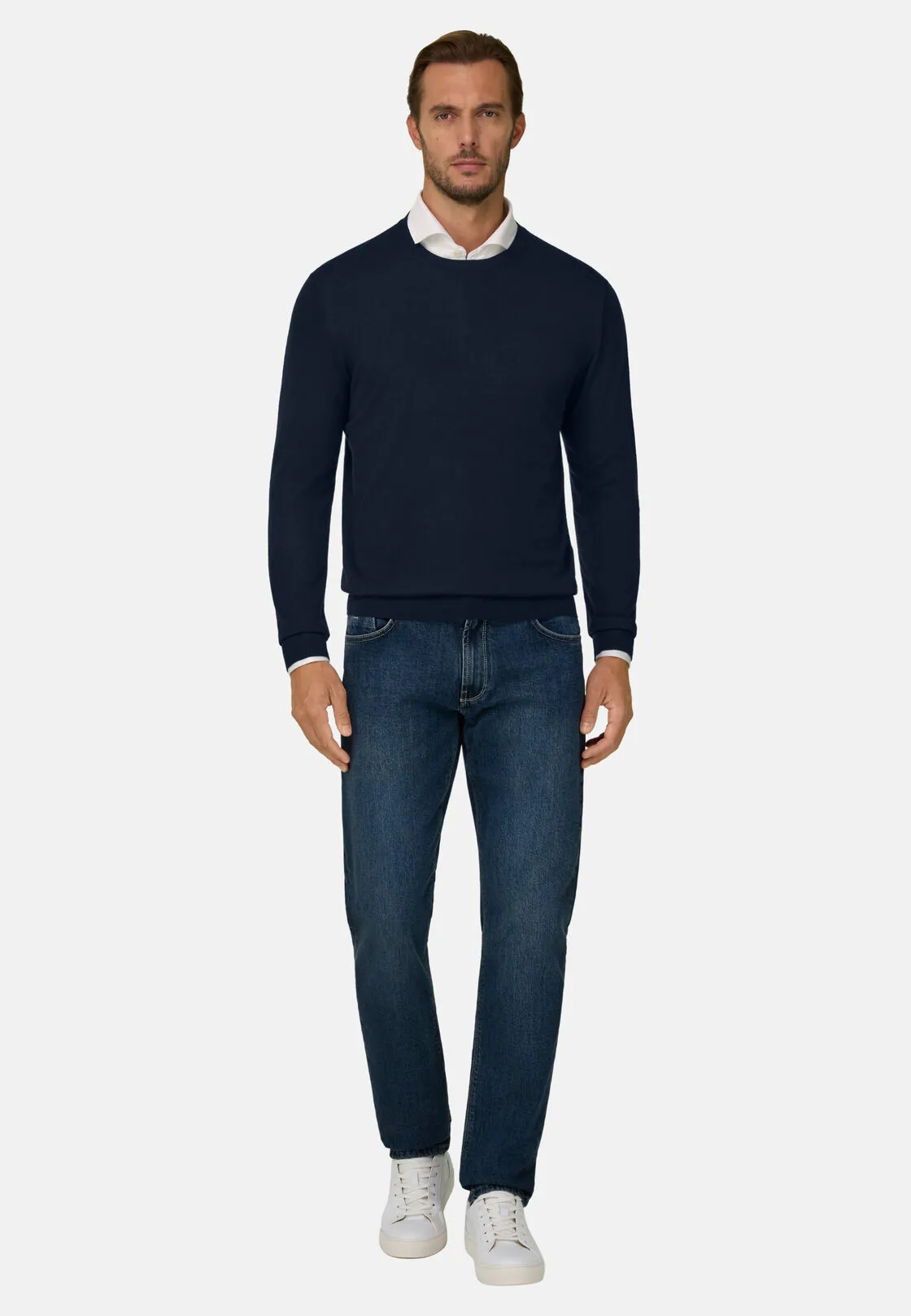Boggi, Maglia Girocollo In Lana Merino Superfine, Uomo, Navy, Taglia: XS - immagine 2