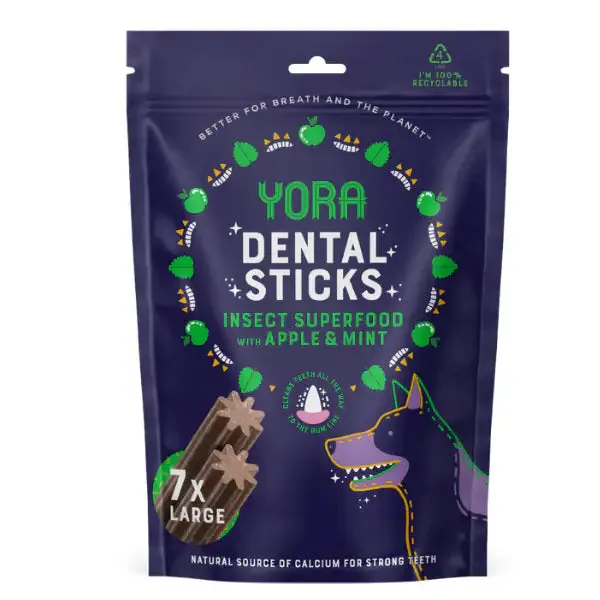 Yora Dental Sticks snack dentali a base di insetti con mela e menta Large 7 Stick - immagine 1