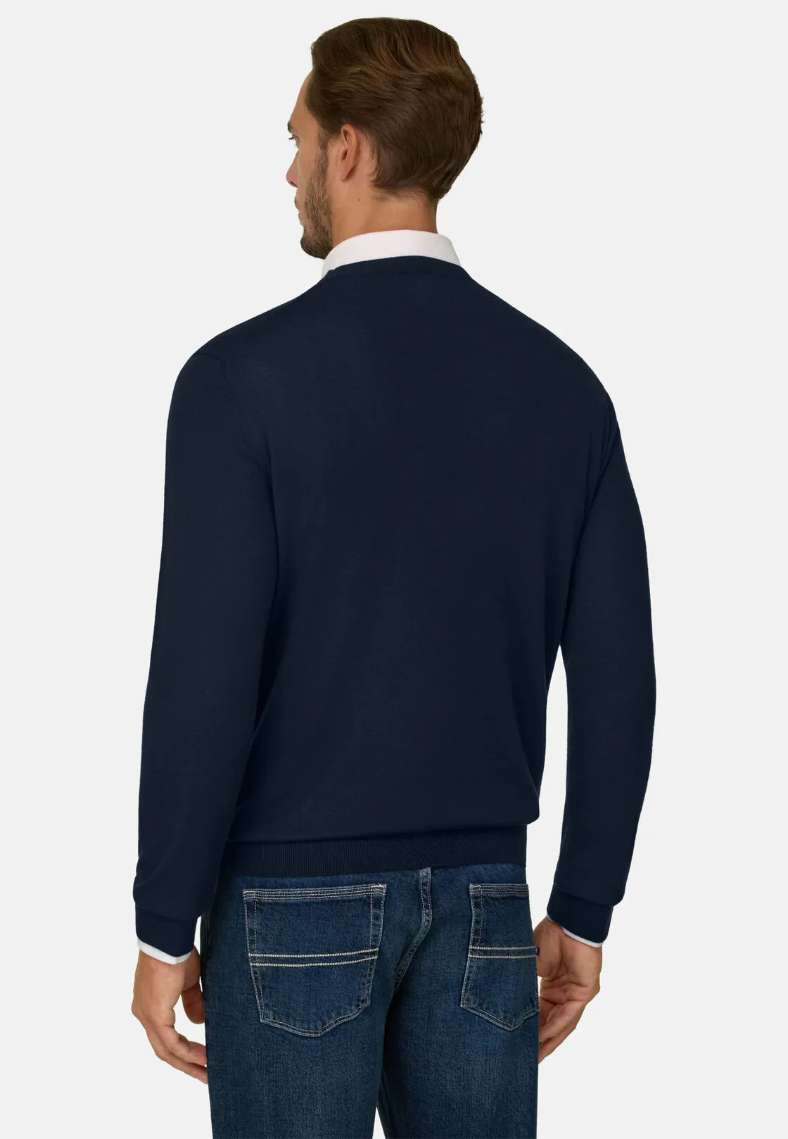 Boggi, Maglia Girocollo In Lana Merino Superfine, Uomo, Navy, Taglia: XXL - immagine 4