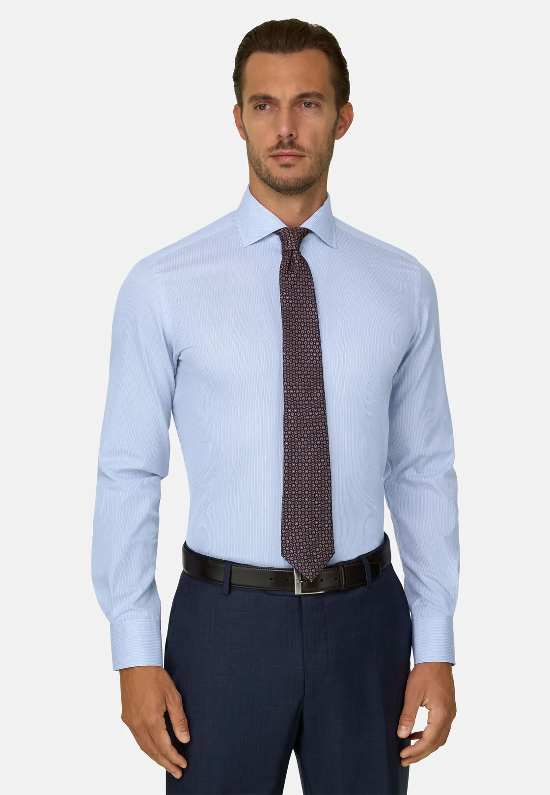 Boggi, Camicia A Righe In Cotone Regular Fit, Uomo, Azzurro, Taglia: 39 - immagine 1