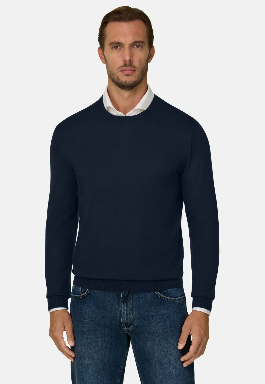 Boggi, Maglia Girocollo In Lana Merino Superfine, Uomo, Navy, Taglia: XXXL - immagine 1
