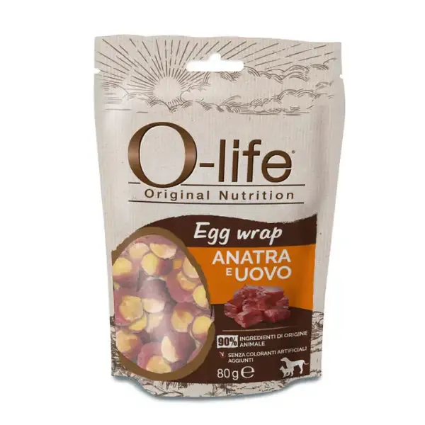 O-life Adult Egg Wrap Snack morbidi per cani 80 gr Anatra e uovo (scadenza: 25/02/2027) - immagine 1