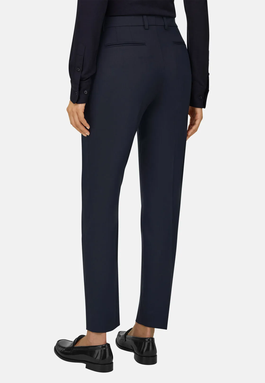 Boggi, Pantalone In Misto Lana Gamba Affusolata, Donna, Navy, Taglia: S - immagine 4
