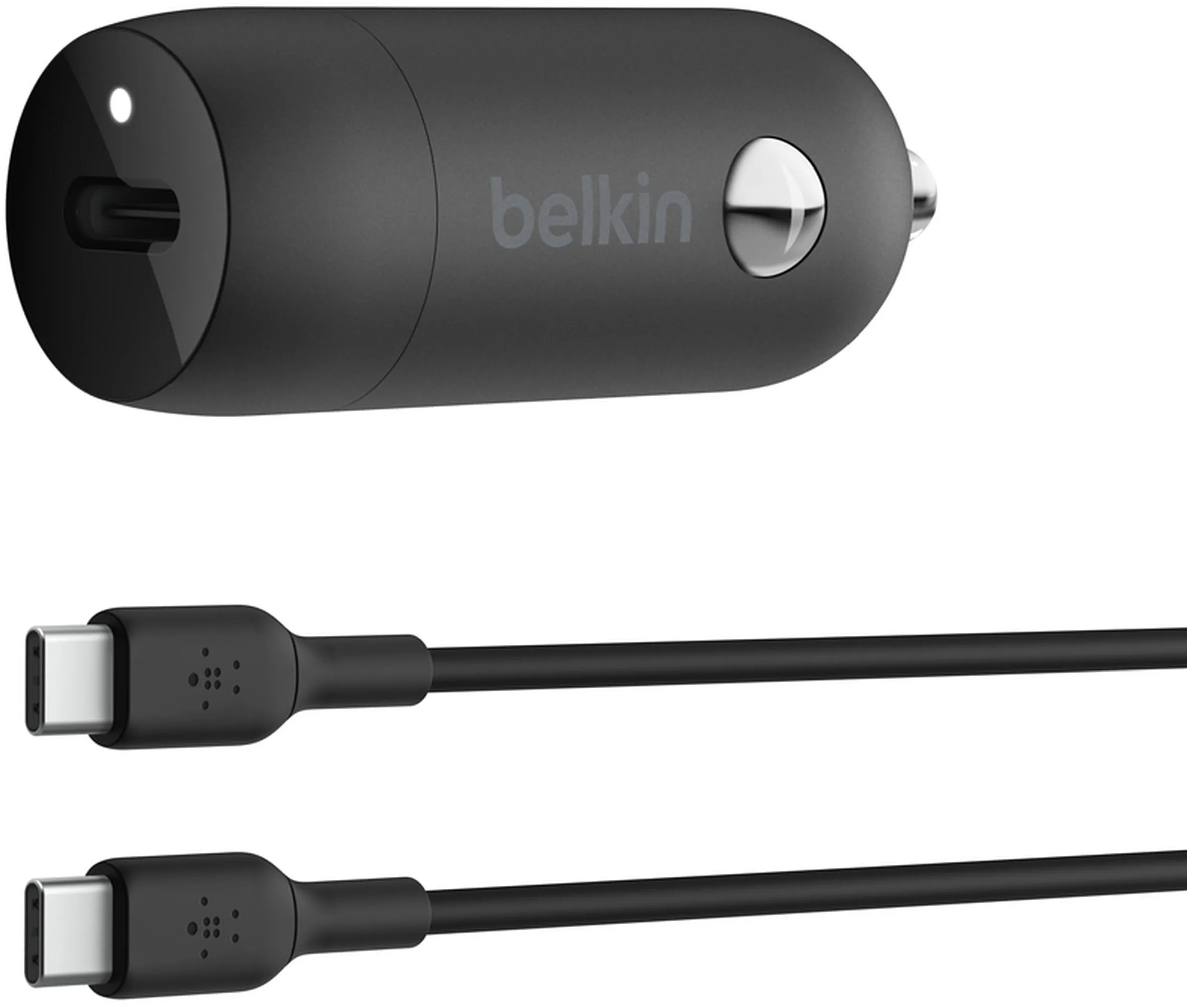 Caricatore Auto Con Cavo USB-C Belkin BoostCharge, 30W, 3A, 1 x USB-C, Nero CCA004bt1MBK-B6 - immagine 1