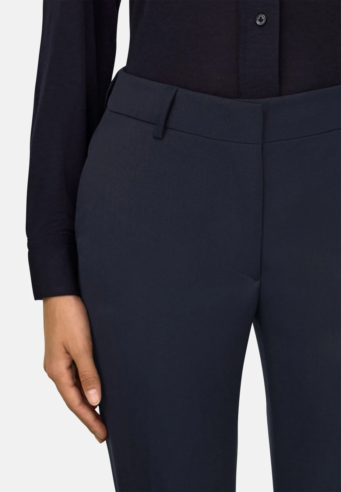 Boggi, Pantalone In Misto Lana Gamba Affusolata, Donna, Navy, Taglia: XS - immagine 3