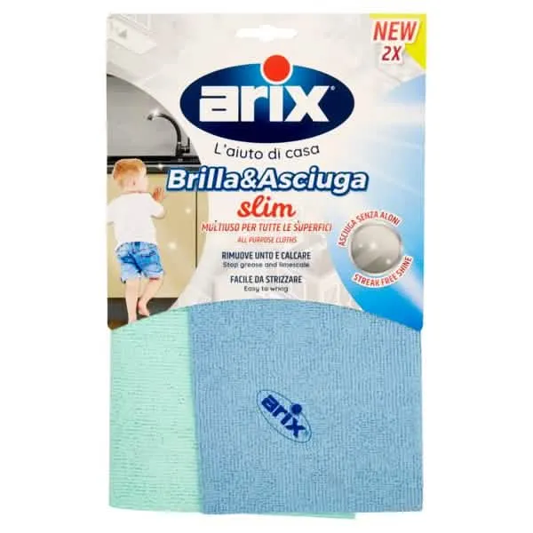 Panno Brilla&Asciuga Slim 2 Pezzi di Arix - Pulizia Efficace per la Casa - immagine 1