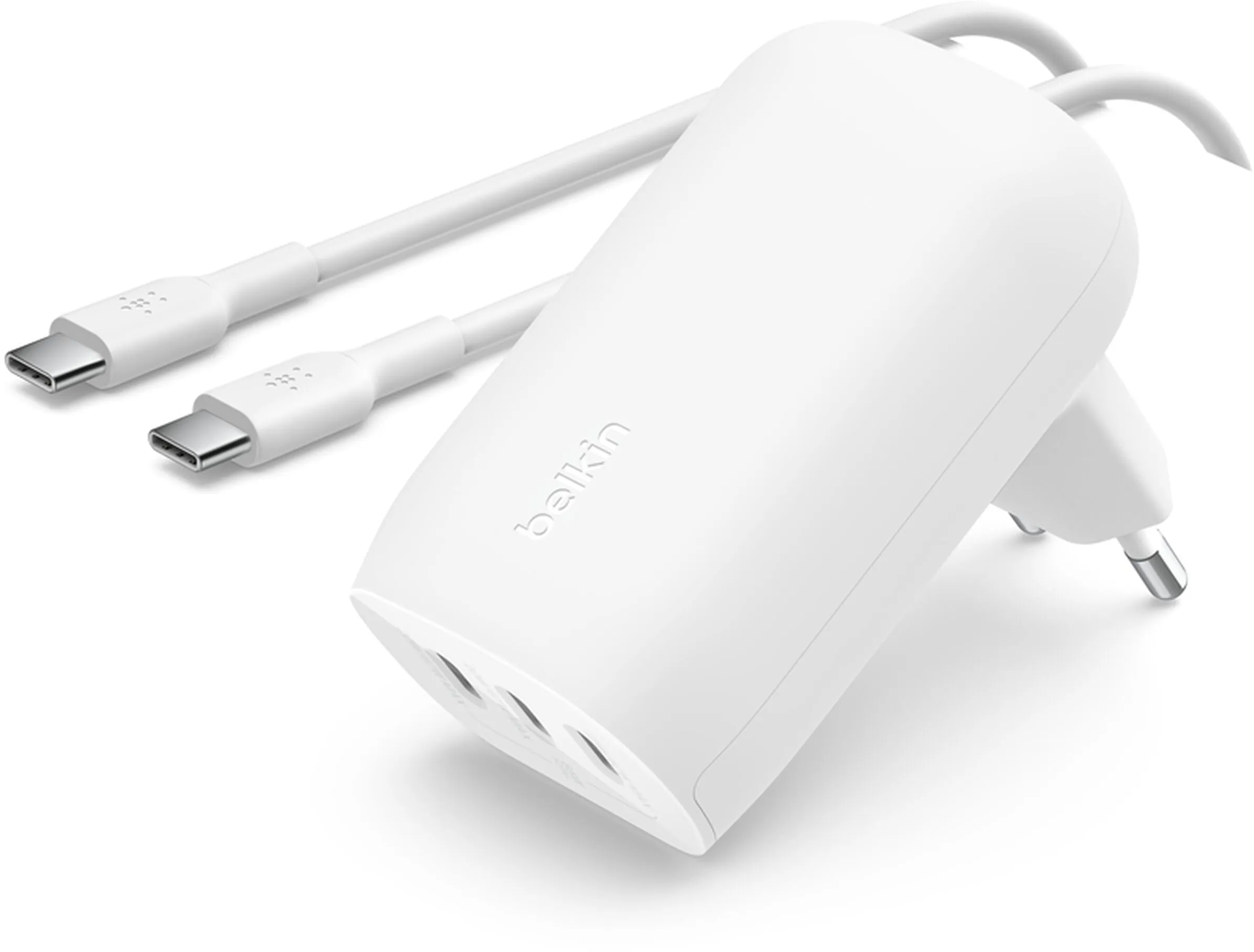 Caricatore da rete con cavo USB-C Belkin BoostCharge, 67W, 3A, 3 x USB-C, Bianco WCC002vf2MWH-B6 - immagine 1