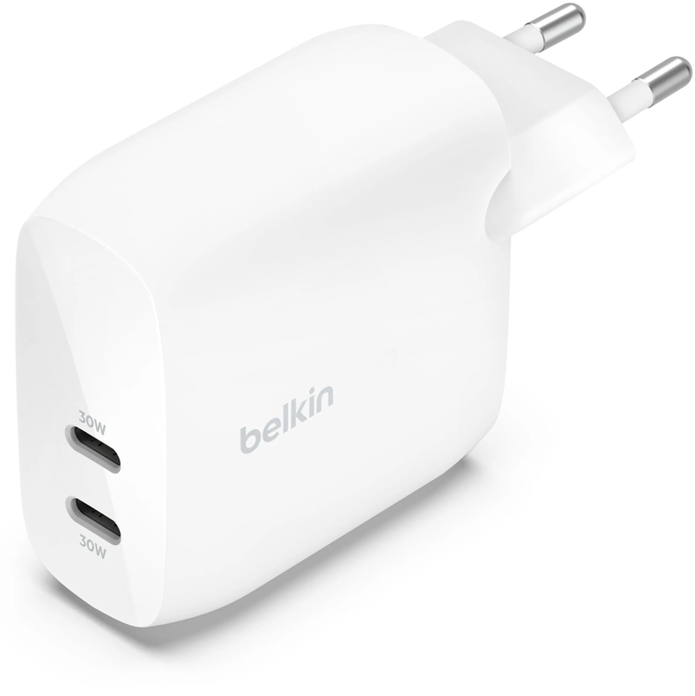 Caricatore da rete Belkin BoostCharge Pro Dual, 60W, 3A, 2 x USB-C, Bianco WCB010vfWH - immagine 1