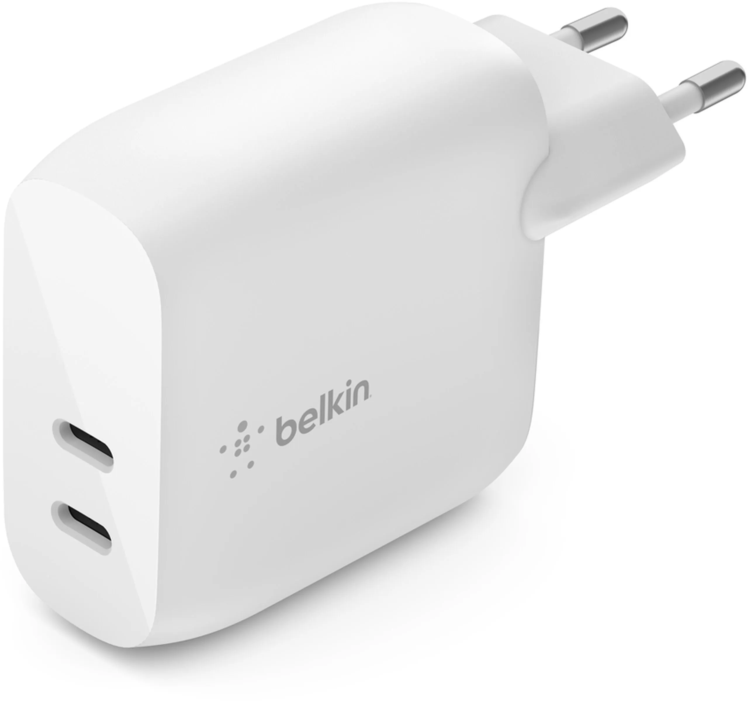 Caricatore da rete Belkin BoostCharge Dual, 40W, 3A, 2 x USB-C, Bianco WCB006vfWH - immagine 1