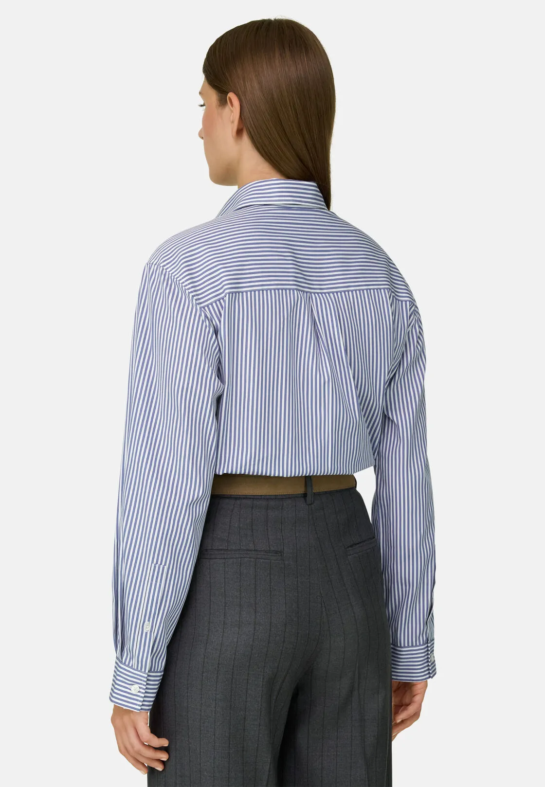 Boggi, Camicia Rigata Collo Aperto, Donna, Navy, Taglia: M - immagine 4