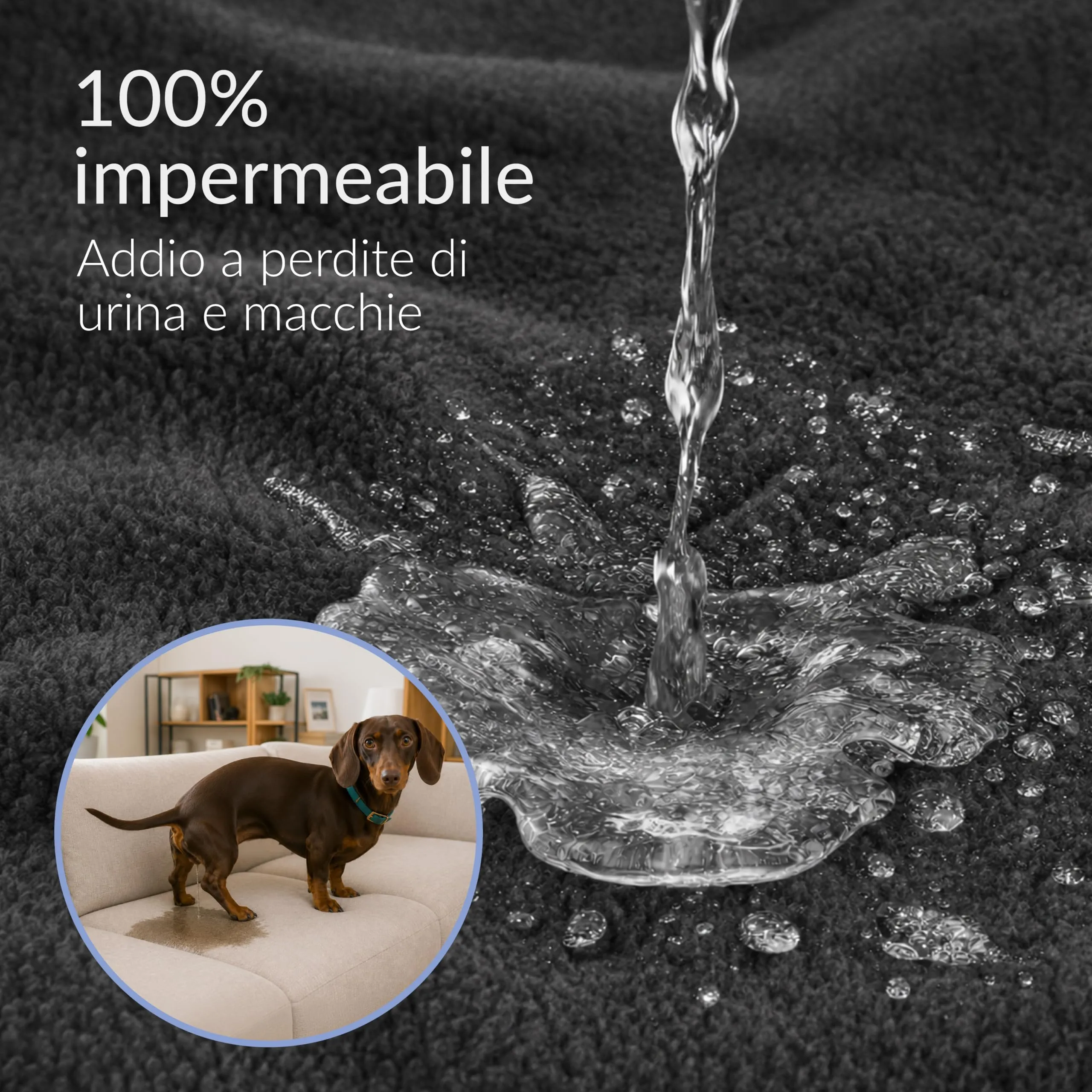 Twinzen Coperta Impermeable Cani 63x88 cm - Copridivano Pile Sherpa - immagine 6