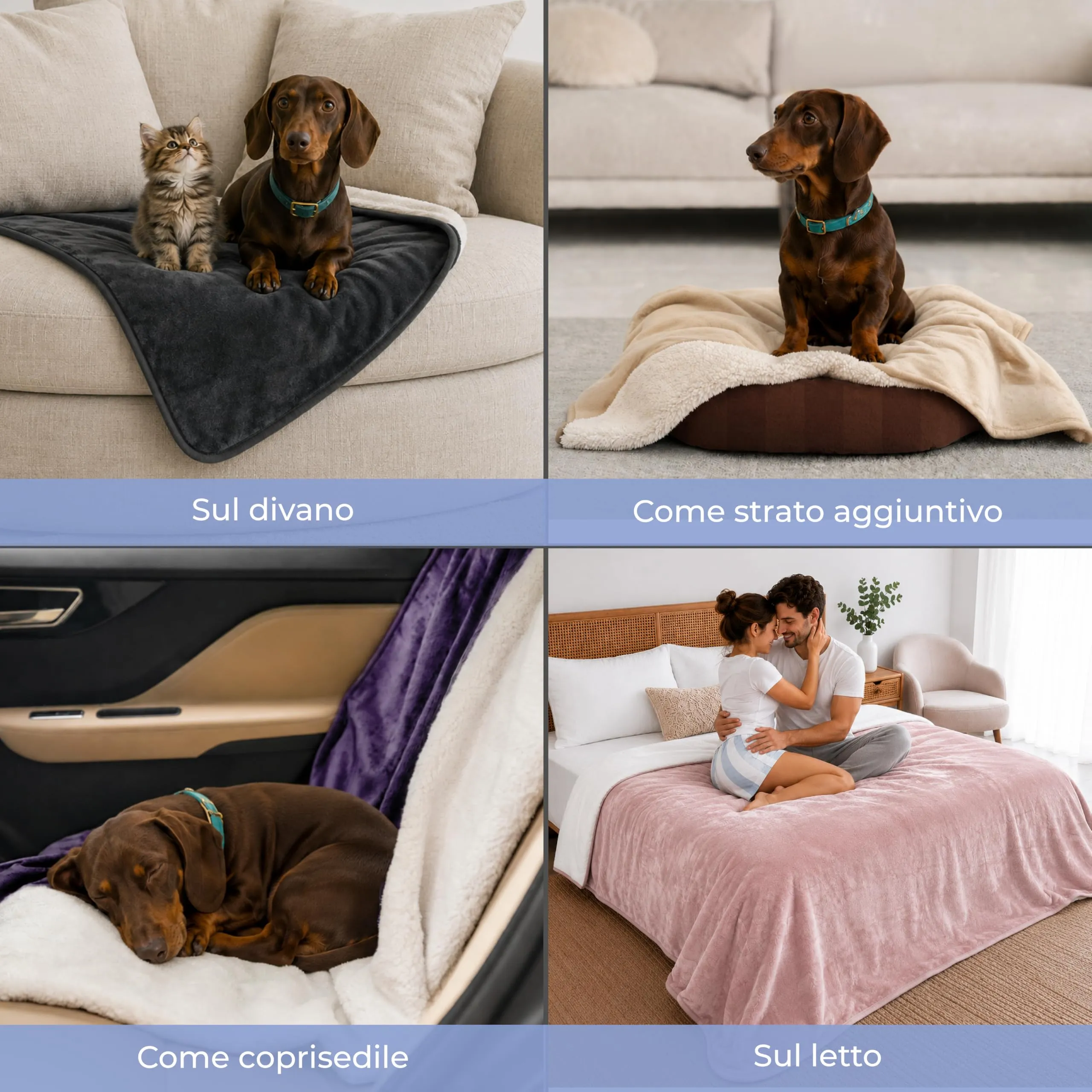 Twinzen Coperta Impermeable Cani 218x274 cm - Copridivano Pile Sherpa - immagine 5