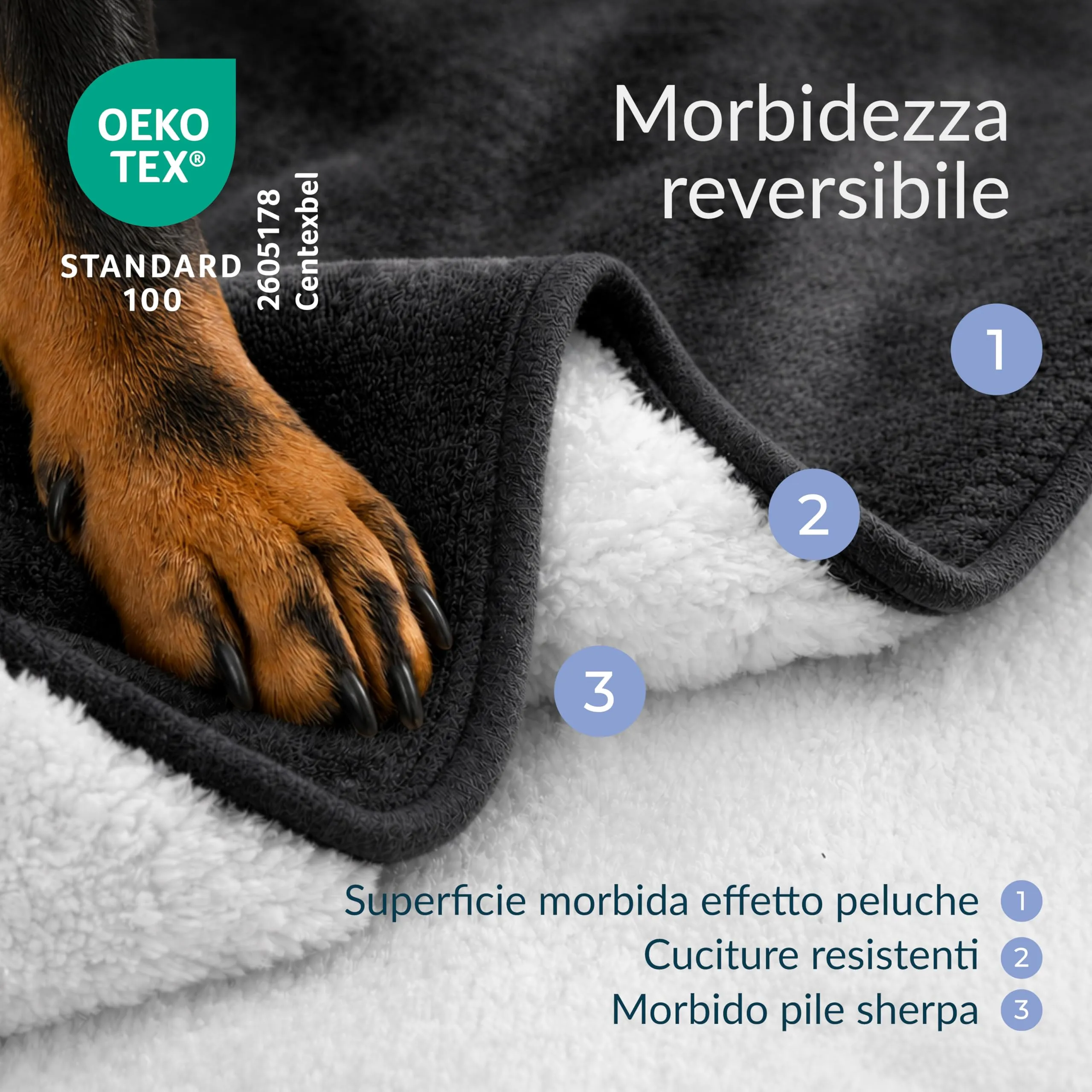 Twinzen Coperta Impermeable Cani 127x152 cm - Copridivano Pile Sherpa - immagine 2