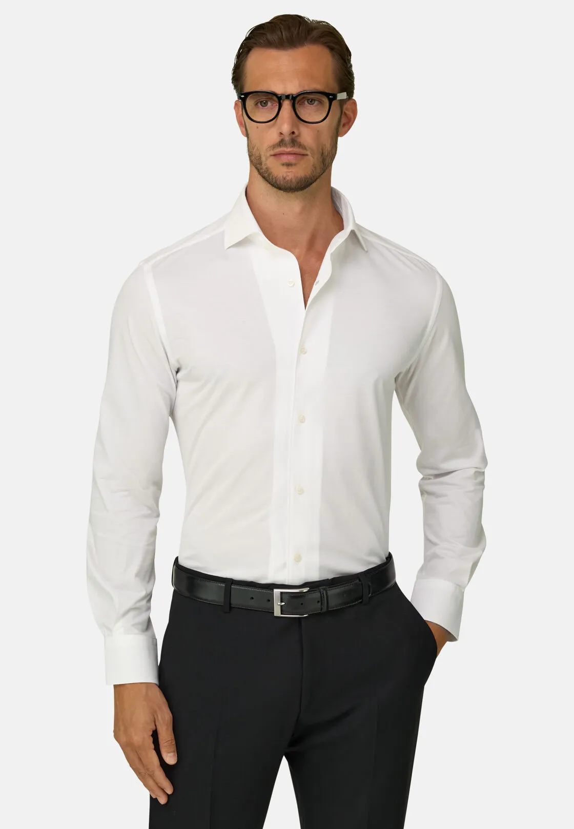 Boggi, Polo Camicia In Jersey Giapponese Regular Fit, Uomo, BIANCO, Taglia: L - immagine 1