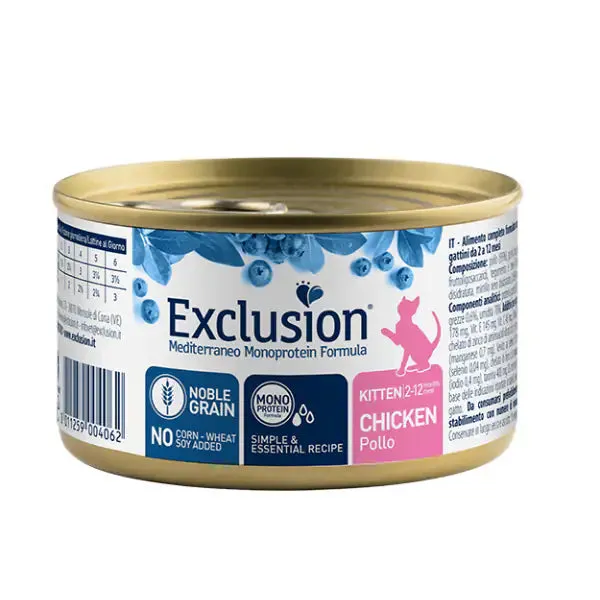Exclusion Mediterraneo Kitten Noble Grain Monoproteico 85gr Pollo - confezione da 6 pezzi - immagine 1