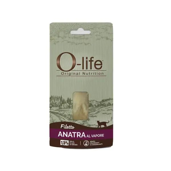 O-life Adult Filetti al Vapore Snack per gatti 15 gr Filetto di anatra - immagine 1