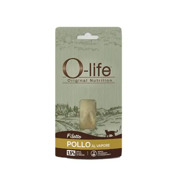 O-life Adult Filetti al Vapore Snack per gatti 15 gr Filetto di pollo - immagine 1