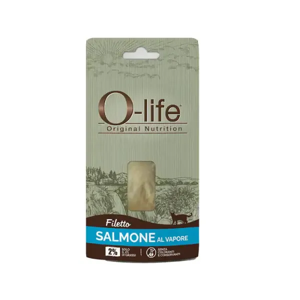 O-life Adult Filetti al Vapore Snack per gatti 15 gr Filetto di salmone - immagine 1