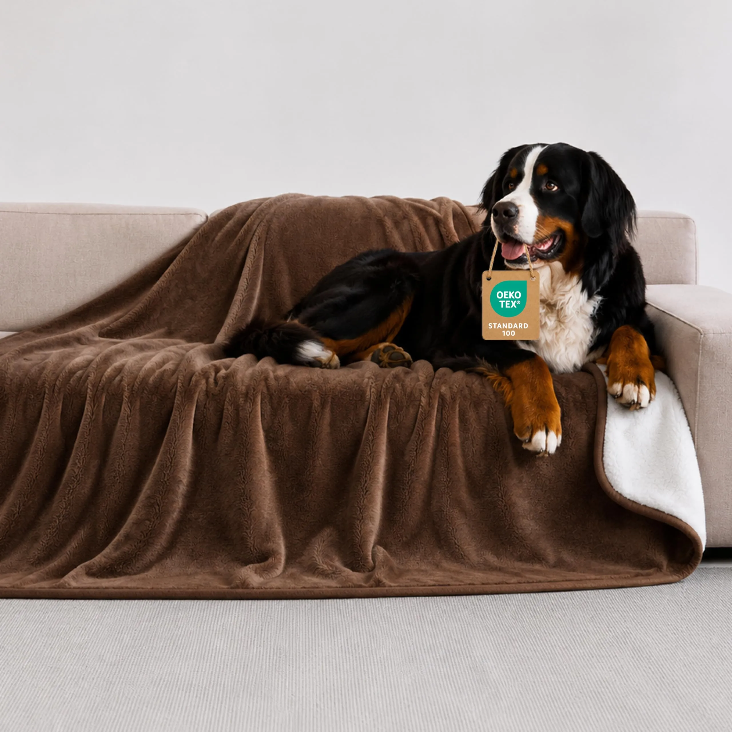 Twinzen Coperta Impermeable Cani 127x152 cm - Copridivano Pile Sherpa - immagine 1