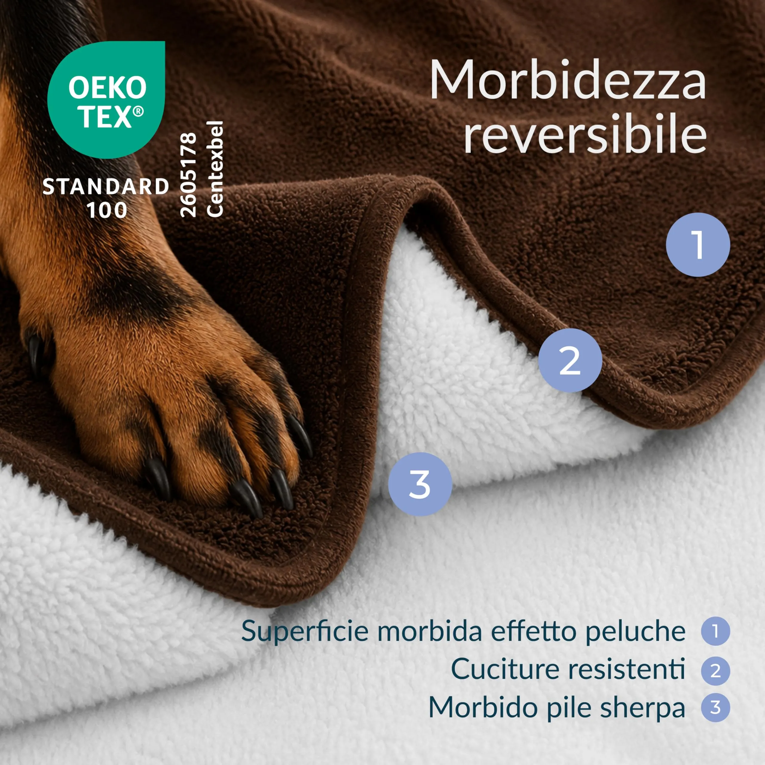 Twinzen Coperta Impermeable Cani 127x152 cm - Copridivano Pile Sherpa - immagine 2