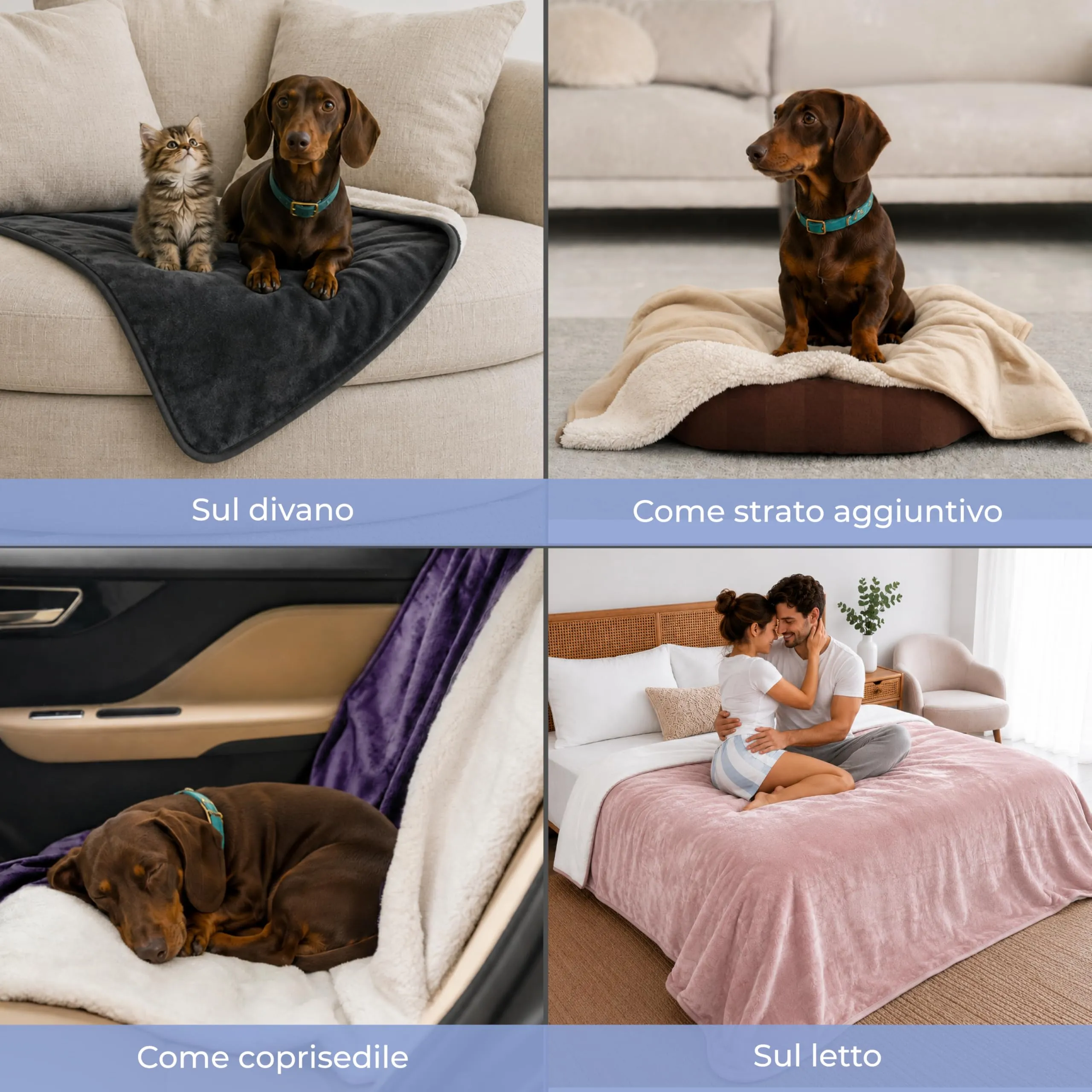 Twinzen Coperta Impermeable Cani 127x152 cm - Copridivano Pile Sherpa - immagine 5