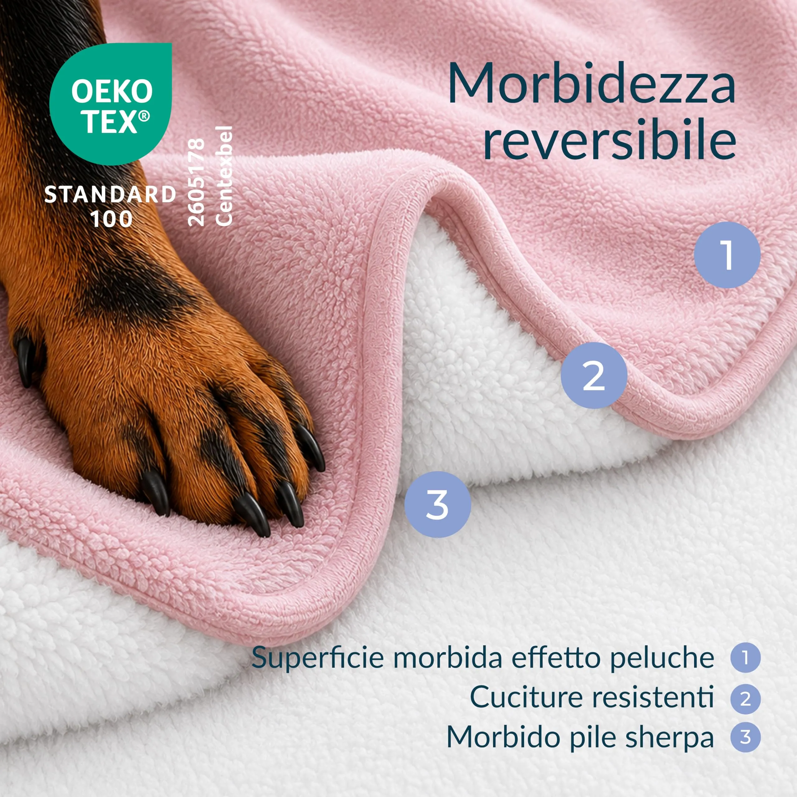 Twinzen Coperta Impermeable Cani 127x152 cm - Copridivano Pile Sherpa - immagine 2