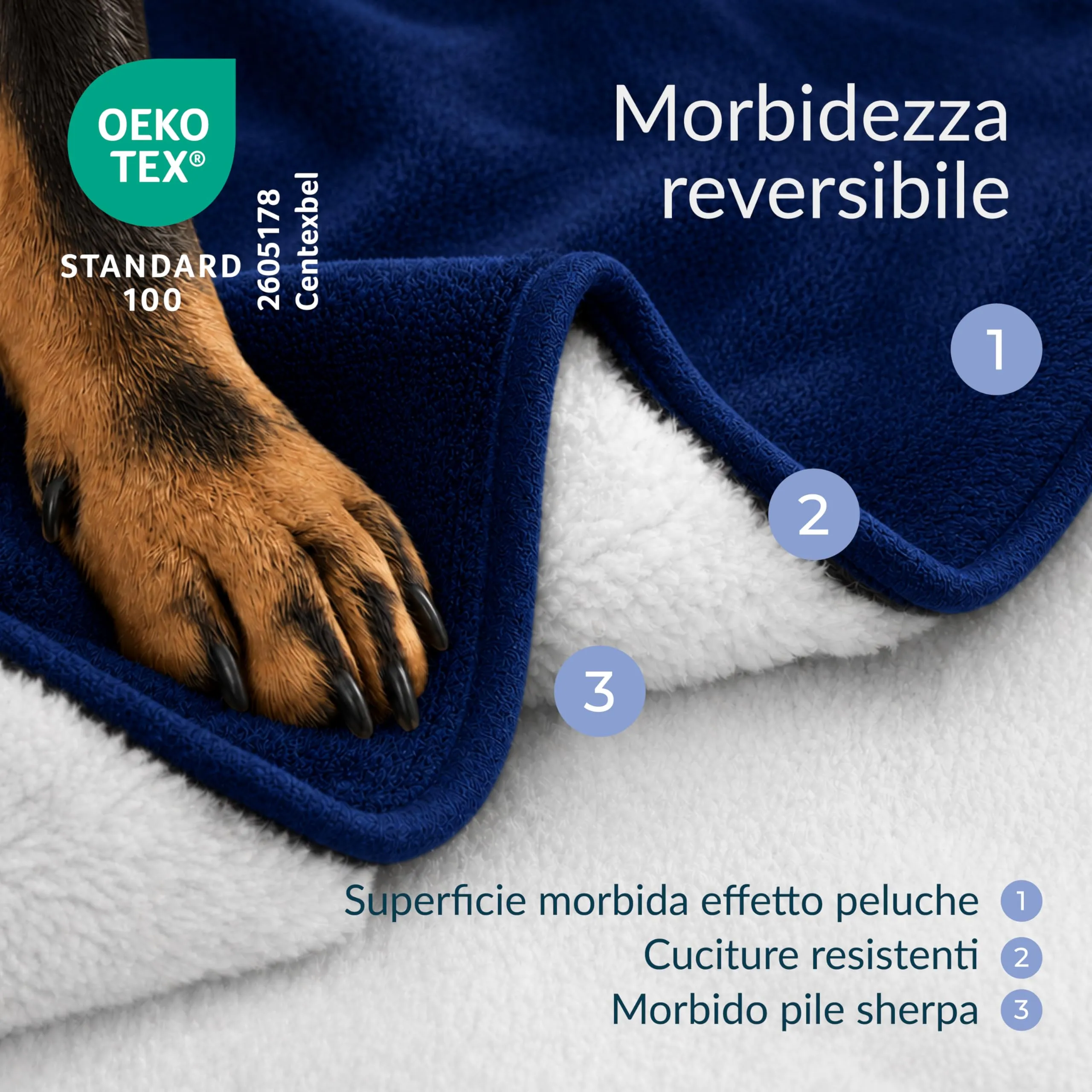 Twinzen Coperta Impermeable Cani 80x100 cm - Copridivano Pile Sherpa - immagine 2