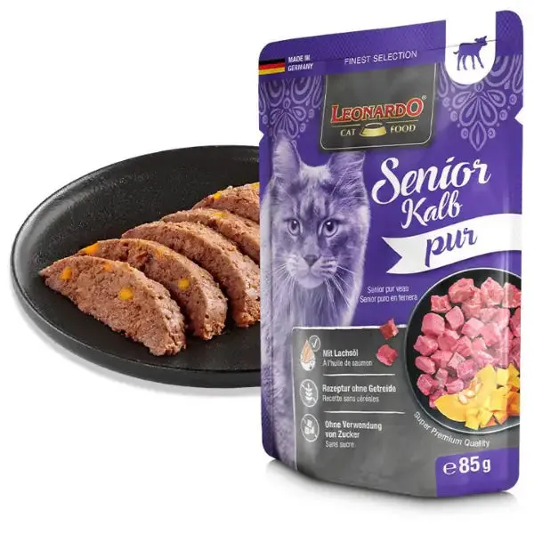 Leonardo Cat food Senior Finest Selection Puro Grain Free monoproteico 85 gr Vitello - confezione da 16 pezzi - immagine 1