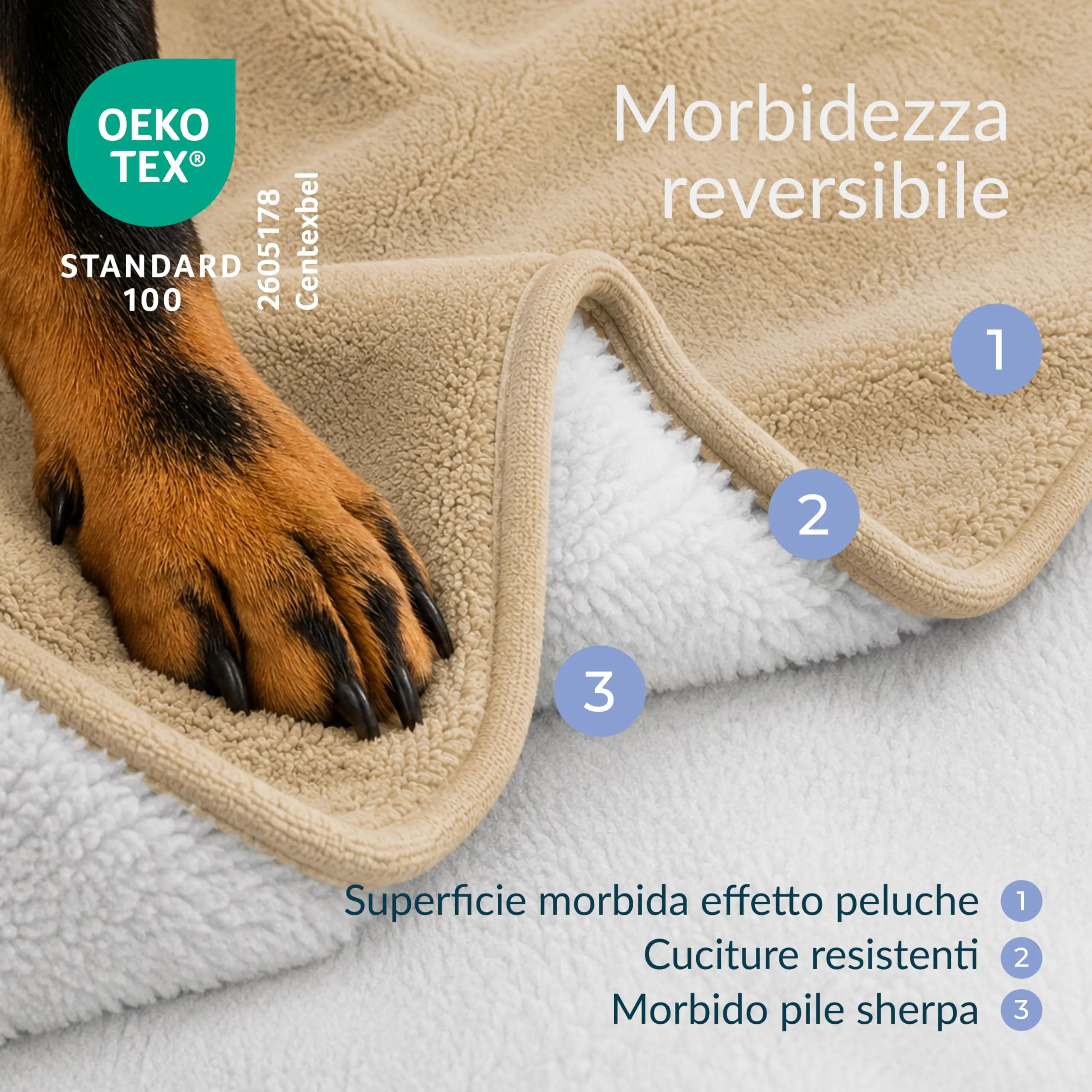 Twinzen Coperta Impermeable Cani 127x152 cm - Copridivano Pile Sherpa - immagine 2