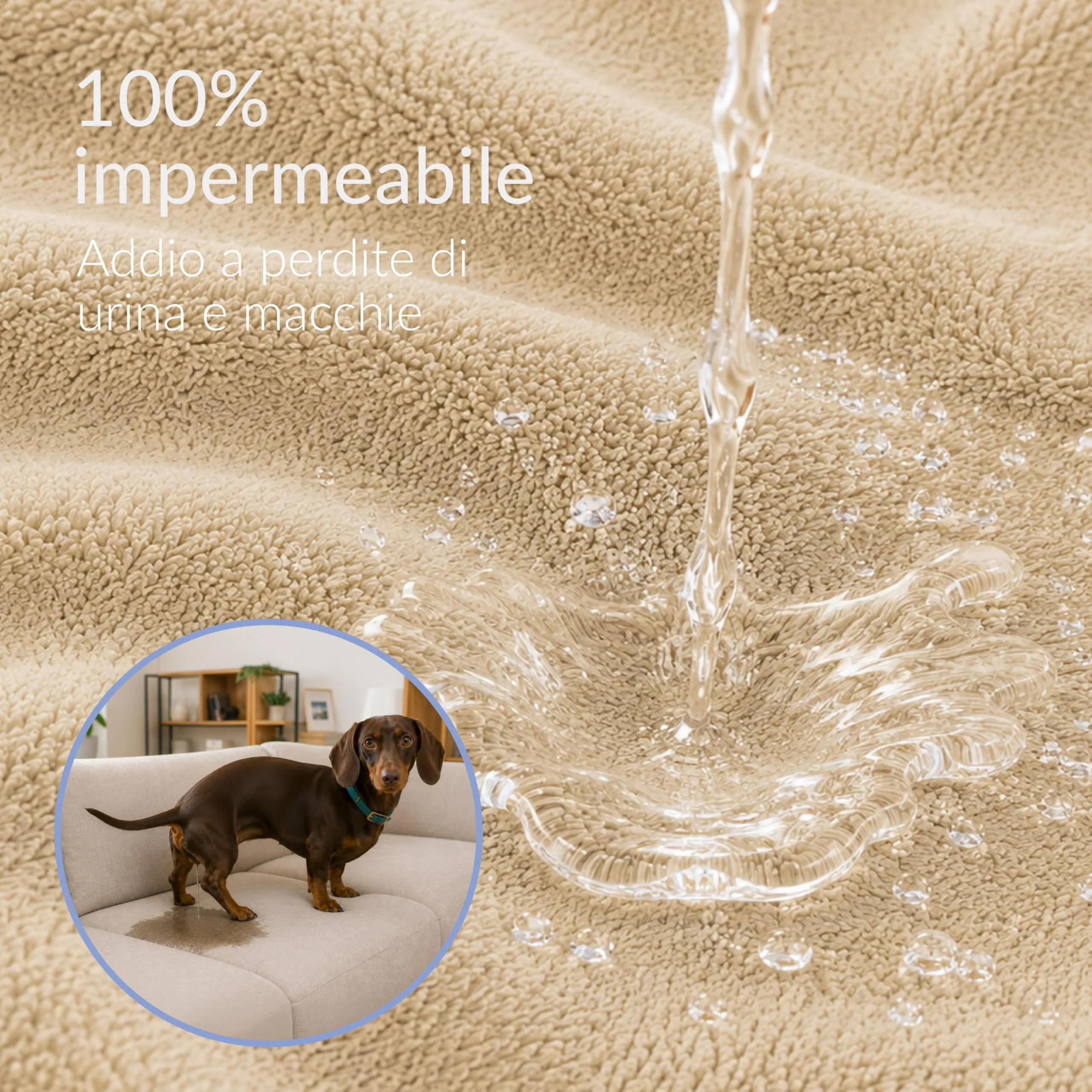 Twinzen Coperta Impermeable Cani 127x152 cm - Copridivano Pile Sherpa - immagine 6