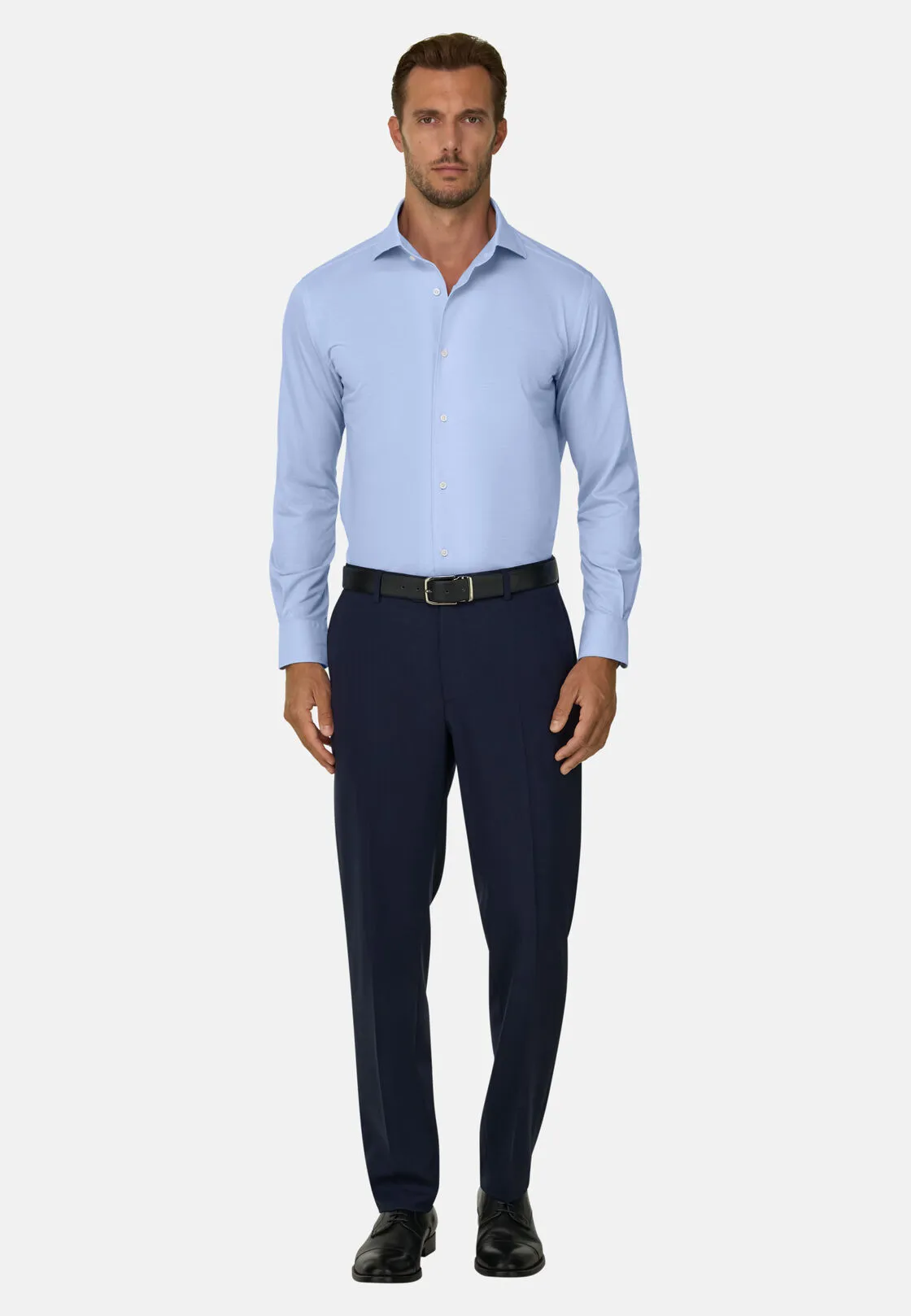 Boggi, Polo Camicia In Jersey Giapponese Regular Fit, Uomo, Azzurro, Taglia: M - immagine 2