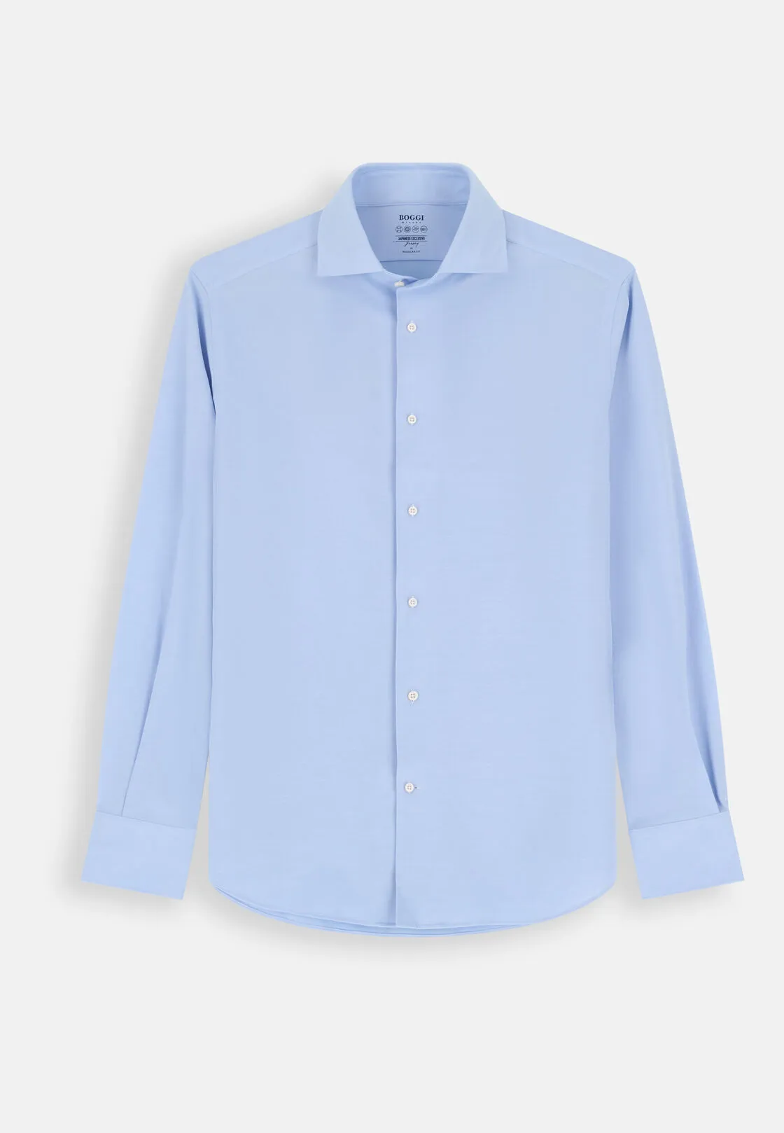 Boggi, Polo Camicia In Jersey Giapponese Regular Fit, Uomo, Azzurro, Taglia: M - immagine 6