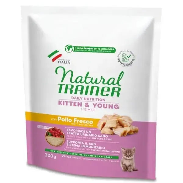 Natural Trainer Daily Nutrition Kitten&Young con Pollo Fresco 300 gr - Croccantini per gatti - immagine 1