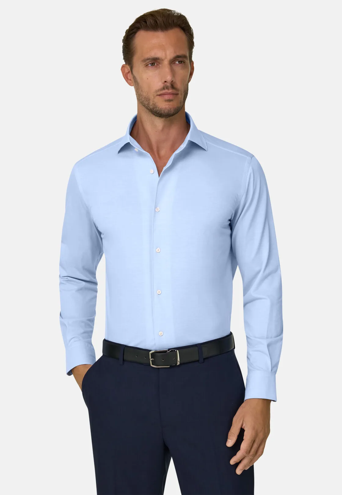 Boggi, Polo Camicia In Jersey Giapponese Regular Fit, Uomo, Azzurro, Taglia: XL - immagine 1