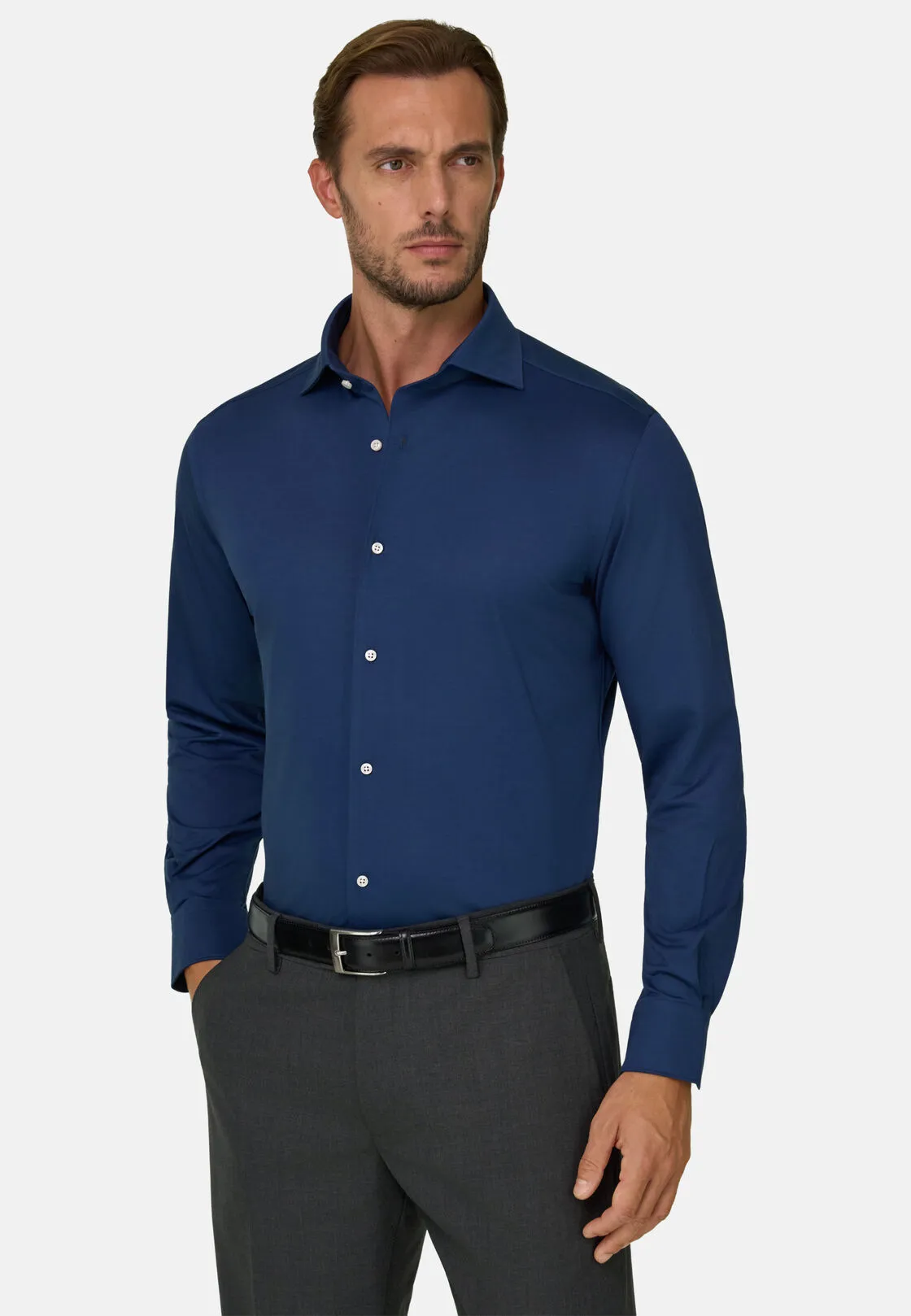 Boggi, Polo Camicia In Jersey Giapponese Regular Fit, Uomo, Navy, Taglia: L - immagine 1