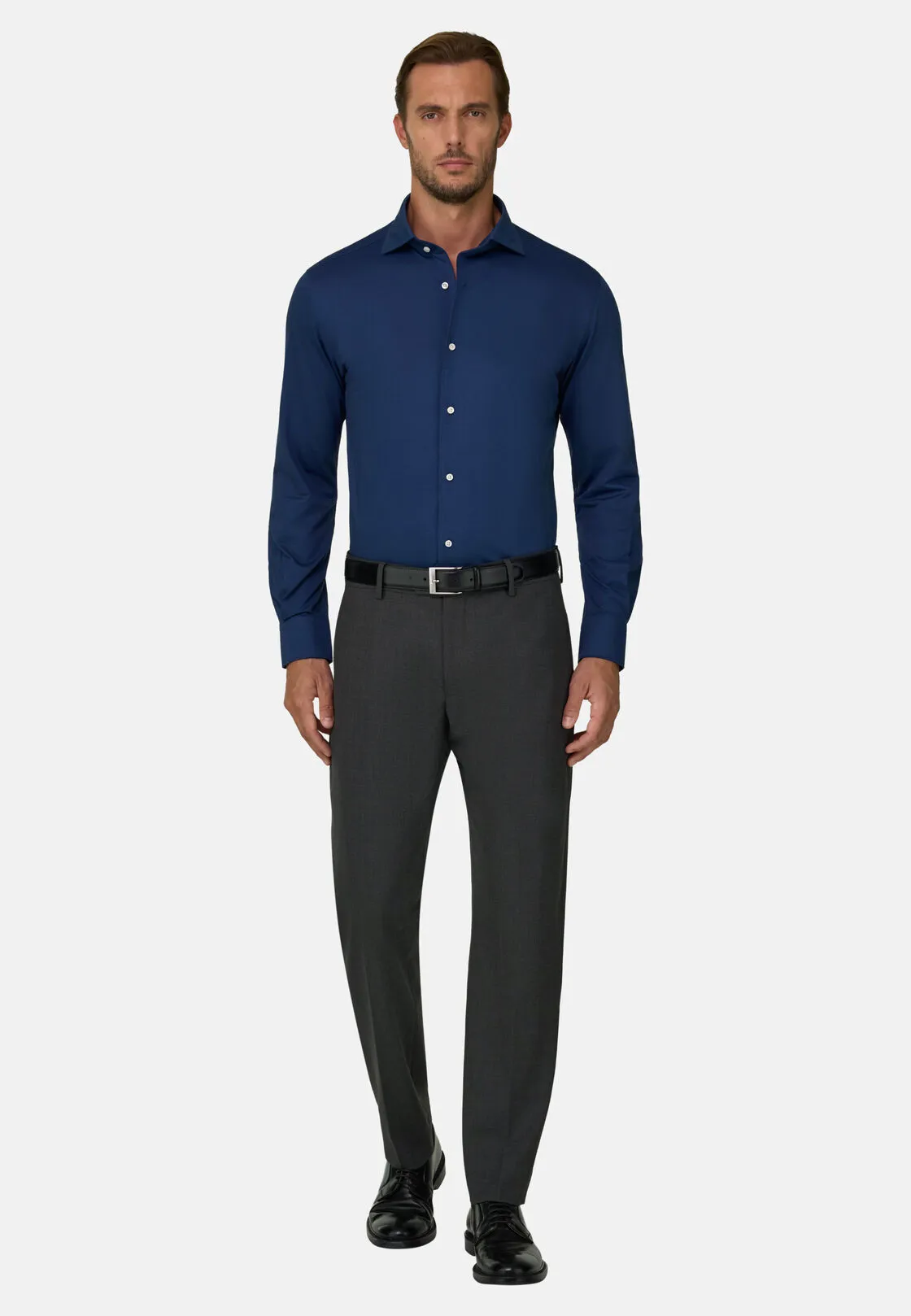 Boggi, Polo Camicia In Jersey Giapponese Regular Fit, Uomo, Navy, Taglia: L - immagine 2