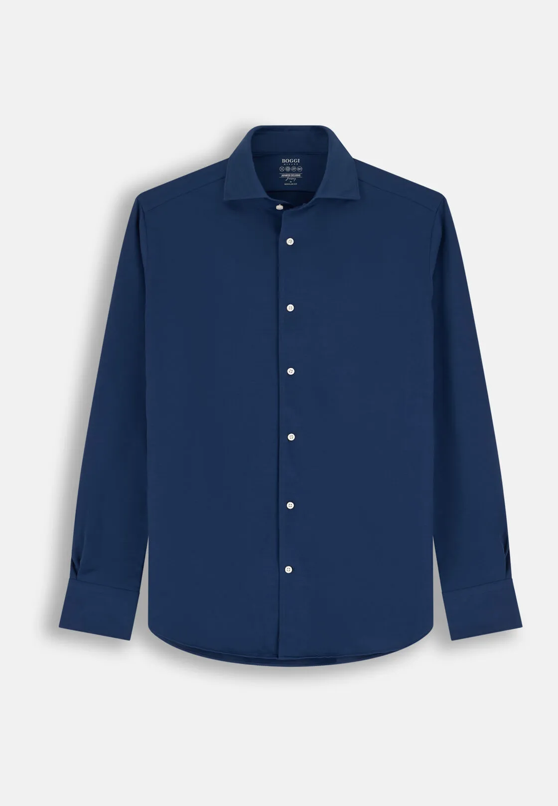 Boggi, Polo Camicia In Jersey Giapponese Regular Fit, Uomo, Navy, Taglia: S - immagine 6