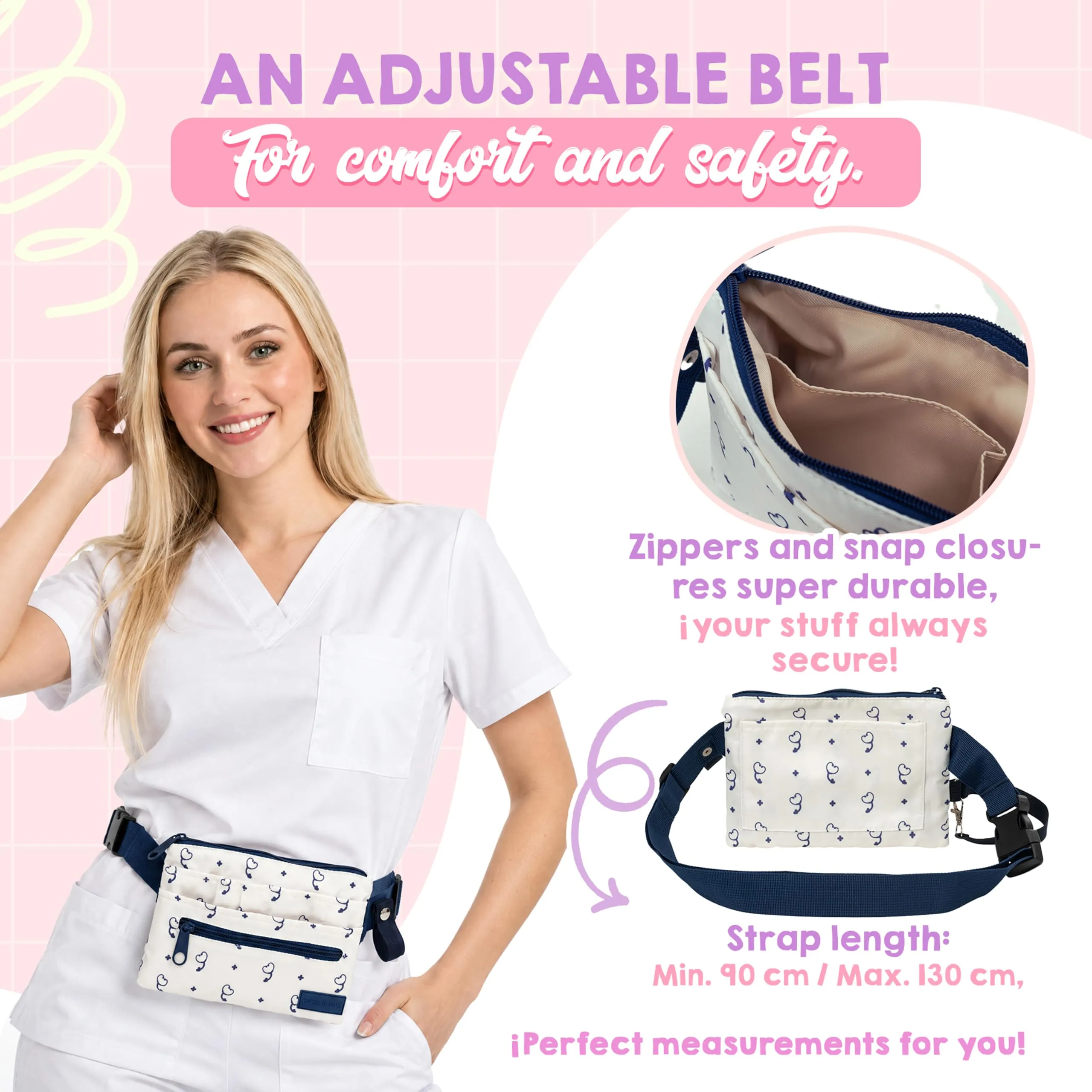 Nurse Is Love Marsupio infermieristico, beige stetoscopi - immagine 4
