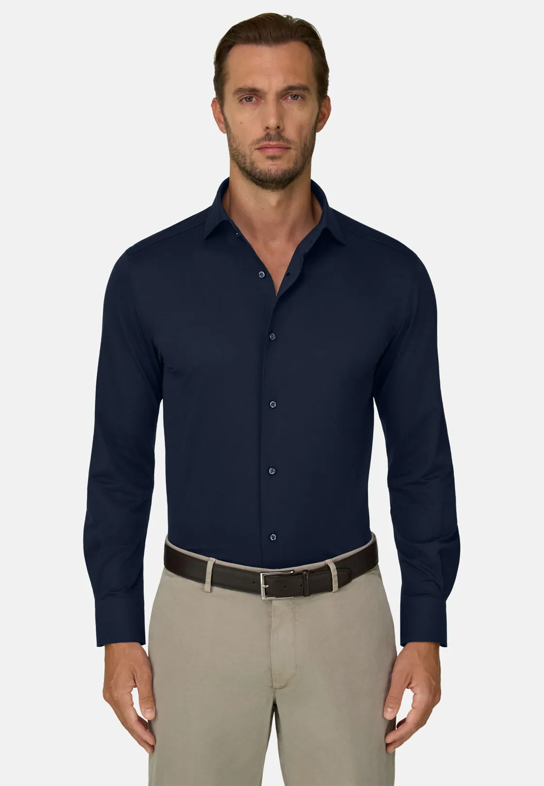 Boggi, Polo Camicia In Jersey Giapponese Regular Fit, Uomo, Navy scuro, Taglia: S - immagine 1