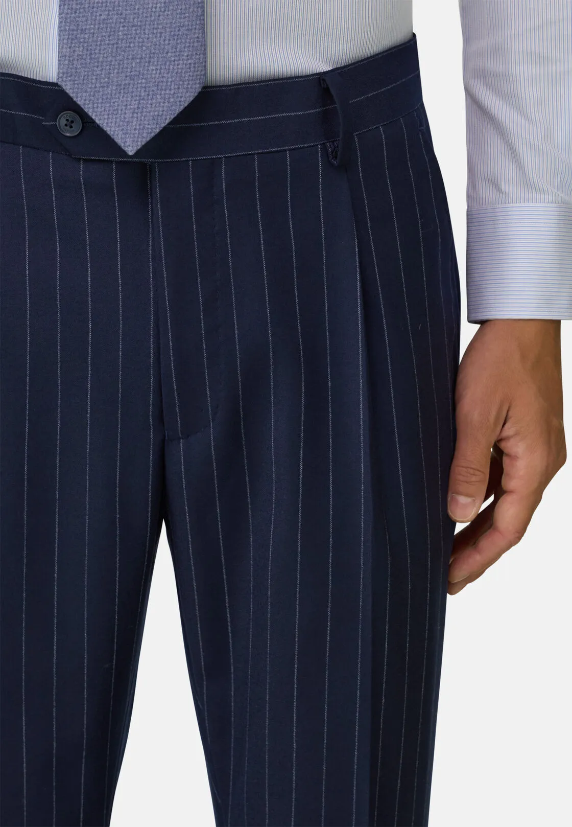 Boggi, Abito Gessato In Lana, Uomo, Navy, Taglia: 48 - immagine 4