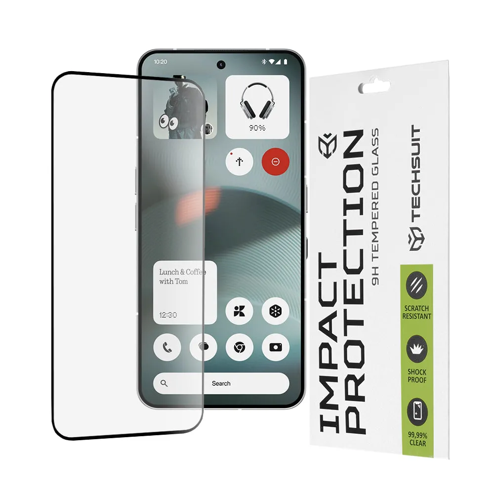 Pellicola Protettiva Schermo Techsuit per Nothing Phone (3), Vetro Temperato, Full Glue, 111D, Nero - immagine 1
